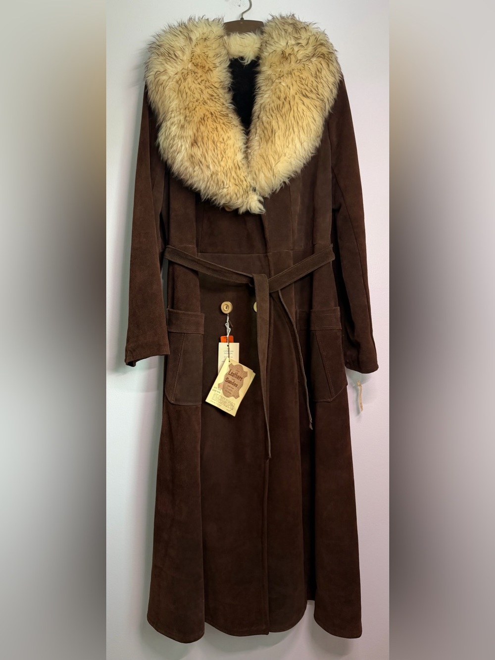 Vintage 1976 Lane Bryant Shearling Suede Penny Lane Maxi Coat NWT Fits 10/12 - Picture 1 of 15